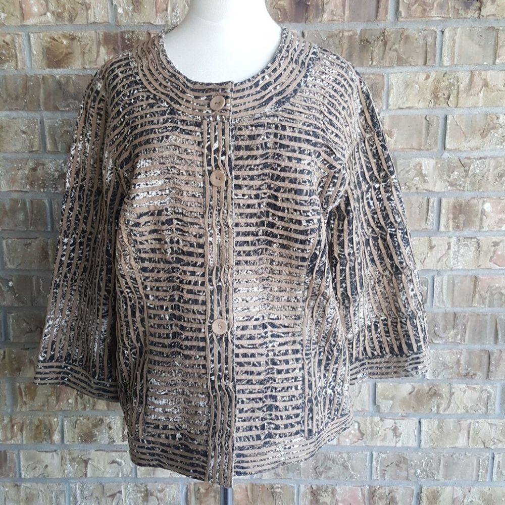 ‎CHICO'S Printed Cotton Jacket - Size 2